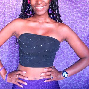 PINK VIctoria's Secret unlined studded strapless sleeveless tube top in black xs